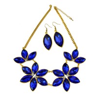 N-3569New Arrived Golden Metal Chain Crystal Big Flower Choker Necklace