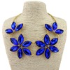 N-3569New Arrived Golden Metal Chain Crystal Big Flower Choker Necklace