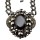 N-3567New Arrived Punk Gun Black Alloy Link Chain Rhinestone Black Crystal Big Flower Choker Necklace