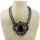 N-3567New Arrived Punk Gun Black Alloy Link Chain Rhinestone Black Crystal Big Flower Choker Necklace
