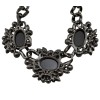 N-3565 New Arrived  Punk Gun Black Alloy Link Chain Rhinestone Black Crystal Big Flowers Pendant Necklace