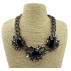 N-3565 New Arrived  Punk Gun Black Alloy Link Chain Rhinestone Black Crystal Big Flowers Pendant Necklace