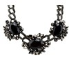 N-3565 New Arrived  Punk Gun Black Alloy Link Chain Rhinestone Black Crystal Big Flowers Pendant Necklace