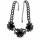 N-3565 New Arrived  Punk Gun Black Alloy Link Chain Rhinestone Black Crystal Big Flowers Pendant Necklace