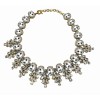 Europe Vintage Style Bronze Metal resin gem rhinestone crystal leaves Choker Necklaces N-3056