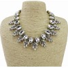 Europe Vintage Style Bronze Metal resin gem rhinestone crystal leaves Choker Necklaces N-3056
