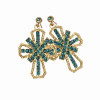 E-3014 Fashion Gold Plated New Irregular Red/Blue/Rose Rhinestone Ornaments Nice Crosses Dangle Earrings