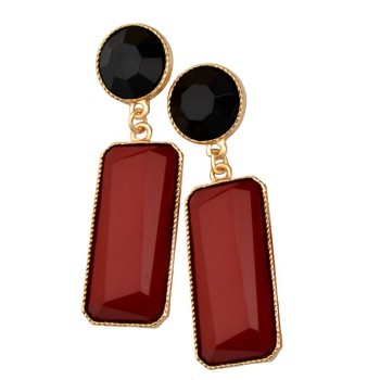 E-3018 Fashion Gold plated Plated Resin Gem Geometry Dangle Earrings