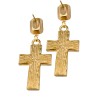 E-3016European Fashion Gold plated Metal Pink Gem Rhinestone Cross Dangle Earrings