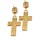 E-3016European Fashion Gold plated Metal Pink Gem Rhinestone Cross Dangle Earrings