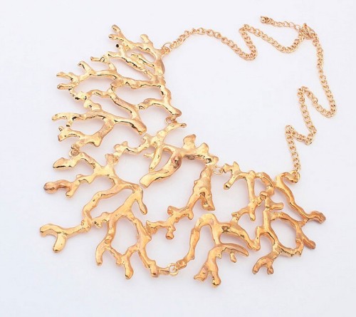 N-3572New Arrived Fashion Gold Plated Alloy Hollow Out Branch Corals Shape Necklace