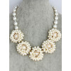 N-3586 European Style Gold Plated Alloy Pearl Chain Drop Clear Rhinestone Flower Necklace Wedding Jewelry