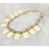 N-3587 European Style Gold Plated Alloy Clear Crystal Square Geometry Resin Gem Necklace