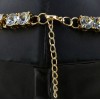N-3587 European Style Gold Plated Alloy Clear Crystal Square Geometry Resin Gem Necklace