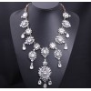 N-3585European Vintage Style Gold Alloy Full Clear Drop Square Flower Statement Necklace Wedding Jewelry