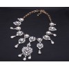 N-3585European Vintage Style Gold Alloy Full Clear Drop Square Flower Statement Necklace Wedding Jewelry