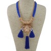 N-3429 New Arrival European Gold Alloy Ribbon Snake Double Chain Crystal Flower Lion Pendant Necklace set