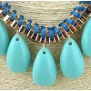 N-3589European Style Gold Plated Alloy Square Chain Clear Crystal Square Geometry Resin Gem Drop Tassels Necklace