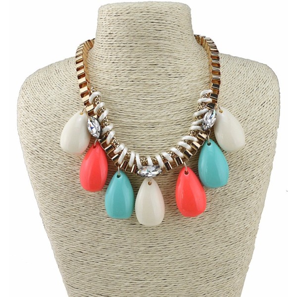 N-3589European Style Gold Plated Alloy Square Chain Clear Crystal Square Geometry Resin Gem Drop Tassels Necklace