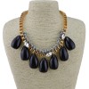 N-3589European Style Gold Plated Alloy Square Chain Clear Crystal Square Geometry Resin Gem Drop Tassels Necklace