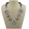 N-3592 European Style Vintage Gold Metal Resin Gem Crystal Flower Pendant Rope Chain Necklace