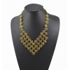 N-3593 Vintage golden metal small combination hollow out flowers with rhinestone pendant matching earrings choker necklace earrings set