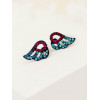 E-3026 Fashion  Black Metal Blue Red Rhinestone Angel Wing Stud Earrings