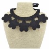 N-3596 Fashion retro style black silk chain vintage hollow out flower with royalblue rhinestone pendant cotton false collar necklace