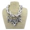 N-1644 European Vintage Style Multilayer Pearl Alloy Chains Rhinestone Flower Pendant  Necklace