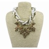 N-1644 European Vintage Style Multilayer Pearl Alloy Chains Rhinestone Flower Pendant  Necklace