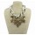 N-1644 European Vintage Style Multilayer Pearl Alloy Chains Rhinestone Flower Pendant  Necklace