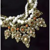 N-1644 European Vintage Style Multilayer Pearl Alloy Chains Rhinestone Flower Pendant  Necklace