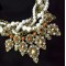 N-1644 European Vintage Style Multilayer Pearl Alloy Chains Rhinestone Flower Pendant  Necklace