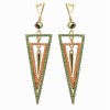 E-3031 Fashion Gold Plated Metal  Pink Green  Beads Rivet Geometry Trangle Stud Dangel Earrings
