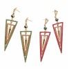 E-3031 Fashion Gold Plated Metal  Pink Green  Beads Rivet Geometry Trangle Stud Dangel Earrings