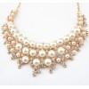 N-3599 Fashion Korea Style Gold Plated Alloy White/colorful Pearl Clear Rhinestone Flower Wedding Necklace
