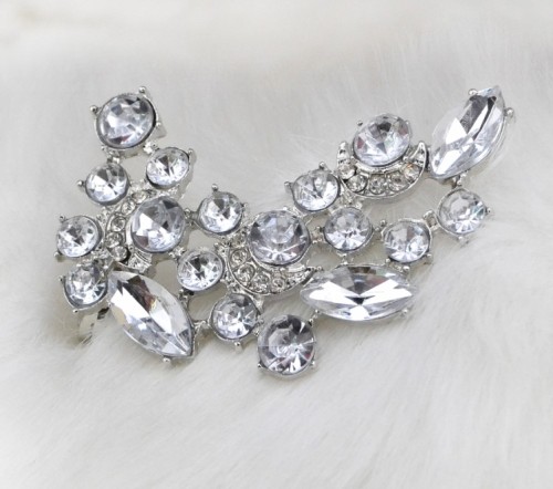 E-3032 Fashion Charming Gold/Silver Plated Metal Crystal Flower Ear Stud Ear Clip