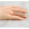 R-1110 New Arrival Fashion Charming Silver Gold Plated Alloy  Rhinestone Rose Flower Double Ring