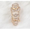R-1110 New Arrival Fashion Charming Silver Gold Plated Alloy  Rhinestone Rose Flower Double Ring