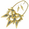 N-3607 European Style Gold Plated Metal Rivets Acrylic Geometry Pendant Necklace Earring Set
