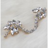 E-3039 Korea Style Silver/Gold Plated Metal Rhinestone Crystal Leaves Flower Ear Cuff Earrings
