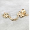 E-3039 Korea Style Silver/Gold Plated Metal Rhinestone Crystal Leaves Flower Ear Cuff Earrings