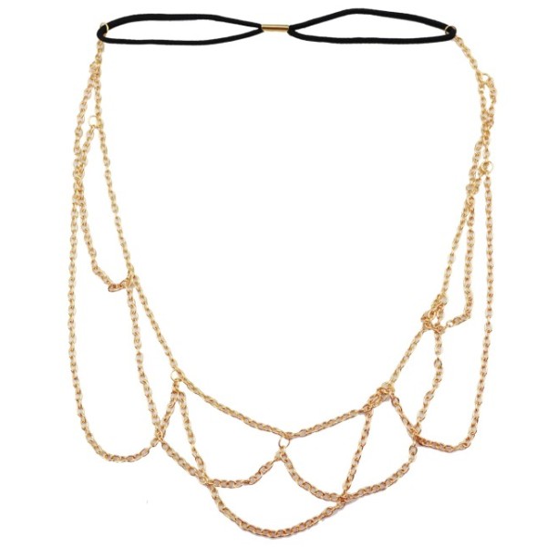 F-0120 Fashion gold plated chains wave tassels hairband