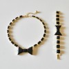 S-0092 New Arrival Charming Fashion Black Resin Square Bowknot Choker Necklace Bracelet Set