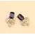 E-3045 Europe Style Silver Plated Alloy Blue Crystal Rhinestone Flower  Leaves Stud Earrings