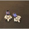 E-3045 Europe Style Silver Plated Alloy Blue Crystal Rhinestone Flower  Leaves Stud Earrings