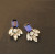 E-3045 Europe Style Silver Plated Alloy Blue Crystal Rhinestone Flower  Leaves Stud Earrings