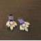 E-3045 Europe Style Silver Plated Alloy Blue Crystal Rhinestone Flower  Leaves Stud Earrings