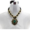 N-3615 Fashion Style Alloy Ribbon Chain Rhinestone Crystal Hollow Out Flower Pendant Necklace