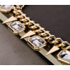 N-1361 Korea Style Gold Plated Alloy Square Crystal Rivets Choker Necklace